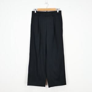 Madewell Petite Slouchy Straight Pant Drapey Twill Black Size 00P NWT